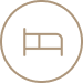 "Symbol für ein Bett in einem Kreis."