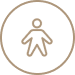 "Symbol für Zugänglichkeit; eine stilisierte Person in einem Kreis."
